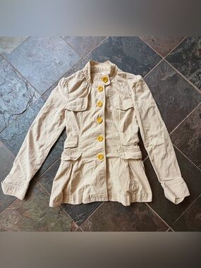 VTG Anthropologie brand Tulle Striped Utility Field Jacket Peplum - M